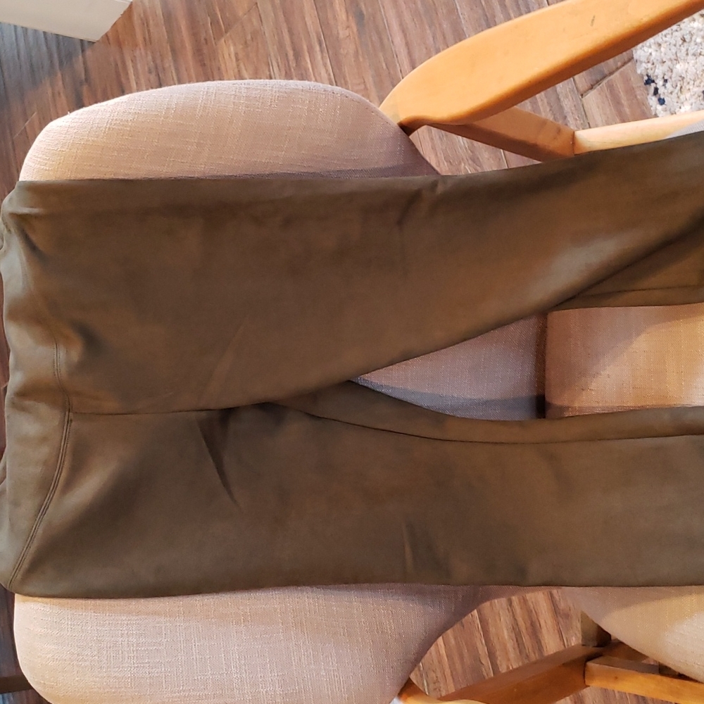 Olive green faux suede legging